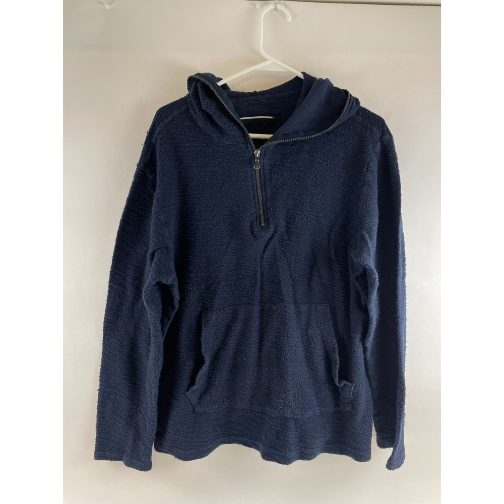 Edgar + Ash Sweatshirt Women's Size Medium Navy Blue Oversized Hoodie 1/4 Zip